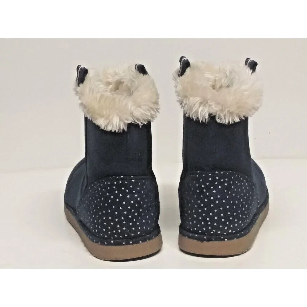 Cat And jack Winter Boots Girls Size 4 faux fur faux suede-like upper blue EUC